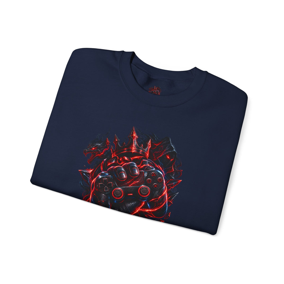 Gaming Controller Flame Crewneck Sweatshirt — Red & Black Retro Arcade Gamer Pullover