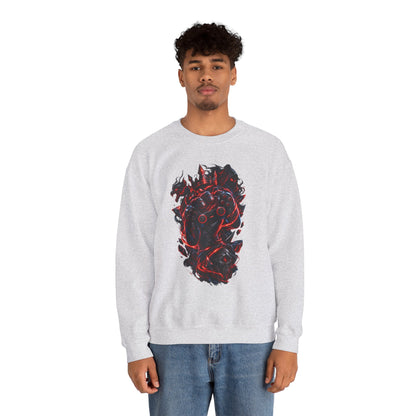 Gaming Controller Flame Crewneck Sweatshirt — Red & Black Retro Arcade Gamer Pullover