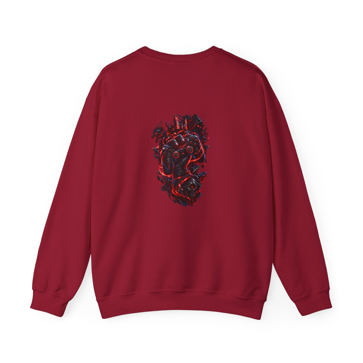 Gaming Controller Flame Crewneck Sweatshirt — Red & Black Retro Arcade Gamer Pullover